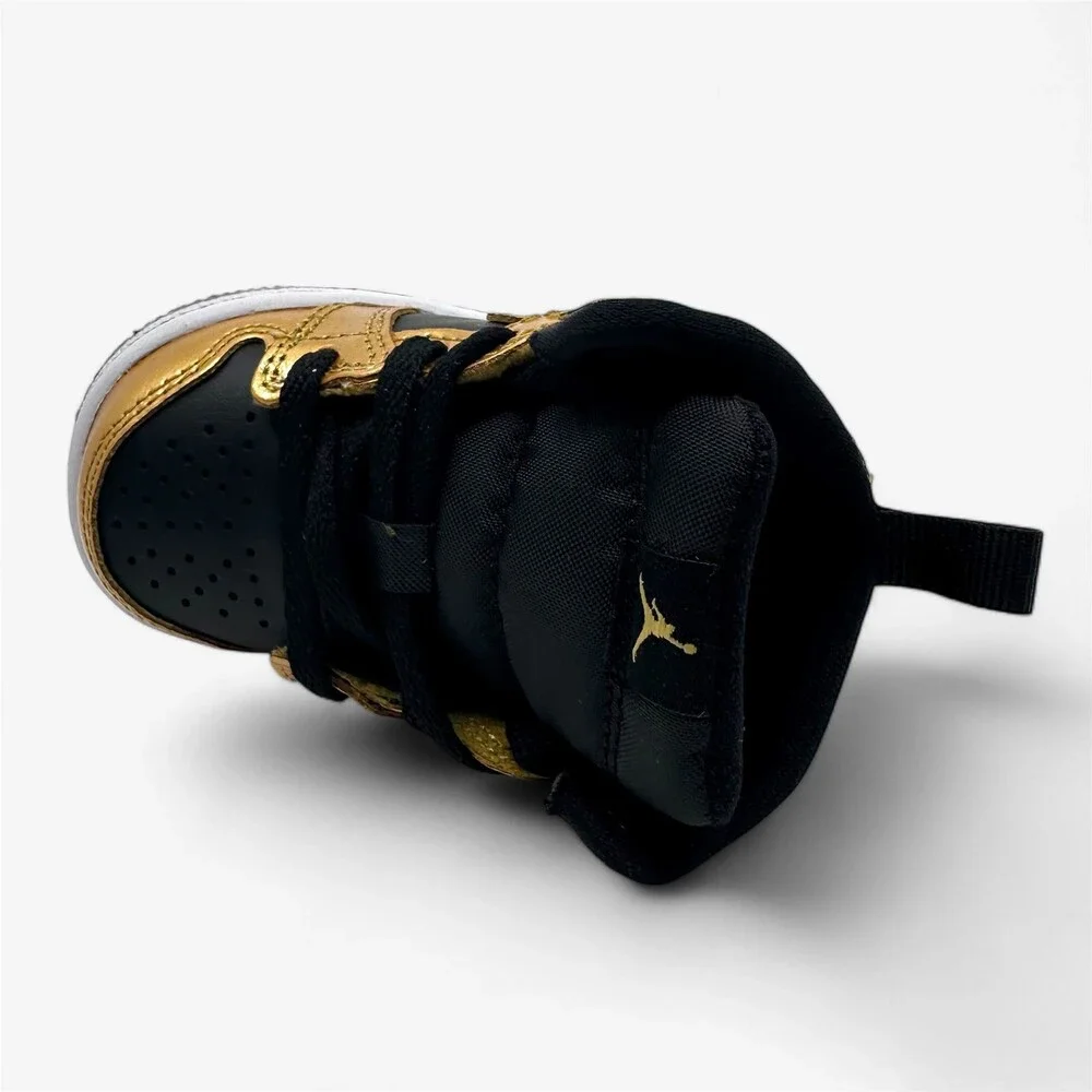 Jordan 1 Mid SE TD Black Metallic Gold White Baby Toddler Size 4 Sneaker